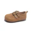 Novos Sapatos de Couro Estilo Britânico para Meninas Primavera e Outono Flats Retrô de Bico Redondo Solado Macio Confortáveis Para Vestidos de Aniversário de Bebês