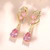 Pendientes rosas con forma de gota de Cao Shi temu de AliExpress, pendientes de lujo de alta gama con diseño de piedra de nacimiento.
