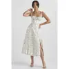 Amazon Moda Transfronteriza Sexy Ajustado Ceñidor de Cintura Estilo Francés Vestido con Abertura Larga de Tirantes de Gama Alta para Mujer