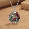 Collar vintage de cloisonné estilo étnico koi doble pez agua plata tailandesa carpa envejecida personalidad envejecida cadena para suéter