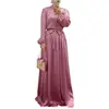 Suministrado directamente por el fabricante, Vestido largo elegante de manga larga con cinturón a la cintura Yiduoduo transfronterizo, vestido fluido y ajustado 21662