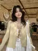 Cardigan de Tricô Limon Limão Chá Verde 10% Mohair para o Dia a Dia de Alta Qualidade Simples Emagrecedor Versátil para Mulheres