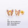 Acero de titanio 316L cobre dorado chapado microincrustado circonio clavo de hueso de oreja goteo de aceite mariposa abeja insecto aretes de hueso de oreja perforación europea y americana