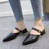 Sandálias Francesas Ultraleves Fechadas para Mulheres, Sapatos de Verão Femininos para Combinar com Saias, Mules/Chinelos Elegantes com Salto Bloco e Bico Fino, Saltos Altos
