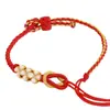 Pulsera Tejida a Mano Nudo Flor de Durazno para Mujer, Producto Semi-Terminado con Cuentas, Hebilla de Seguridad, Mo Xiangli, Oro Duro Fino