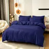 Venda Direta de Fábrica Transfronteiriça Amazon Cor Sólida Escovado Bicolor 90gsm Capa de Edredom Fronha Jogo de Cama de Três Peças