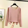 Nueva camiseta de manga larga de forro polar de doble cara para otoño e invierno para mujer, con capa interior térmica, jersey cálido de cuello redondo como prenda base, top térmico
