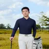 Nova polo popular sem costura de seda gelada, nova roupa masculina de manga comprida, camisa de manga comprida sem costura, casual de negócios, secagem rápida