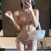 Bikini Sexy Blanco con Tirante Halter para Mujer Verano Tres Puntos Coreano Ins Sexy Triángulo Pecho Pequeño Vacaciones