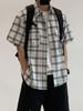 Fornecimento Direto da Fábrica Camisa Xadrez Retrô Japonesa de Verão Masculina Xadrez Estilo College Solta Casual Manga Curta Camisa Jaqueta
