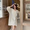 Pijama Yaoting de Satén Chifón para Mujer Verano Juguetón Lindo Cárdigan Lazo Grande Suelto Edición Grande Colección Camisón