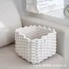 Cesta de Almacenamiento Cuadrada Tejida con Cuerda de Algodón para Uso Doméstico, Sala de Estar, Almacenamiento en Armario, Cesta de Almacenamiento para Artículos Varios, Cesta de Almacenamiento de Cuerda de Algodón
