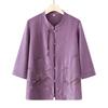 Ropa de Verano para Mamá 2025 Traje Nuevo Camisas Bordadas para Mujeres de Mediana Edad y Mayores Ropa de Verano para Abuela Tops de Manga Corta de Moda para Mujer