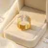 Zi Yu Joias Mais Vendidas Luxo Zircônia Microcravejada Cobre Anel Ajustável Unissex Festa de Casamento Casual Diário