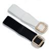 Cinturón Ancho Negro y Blanco Estilo Coreano para Mujer Sencillo Versátil Cubierta de Cintura Elástica para Mujer con Chaqueta de Plumas Cinturón de Falda con Hebilla de Perla para Mujer