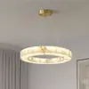 Lámpara de araña de mármol español para sala de estar, villa, dúplex, elegante comedor, luz principal circular de diseñador creativo, cobre