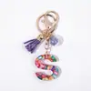 26 Chaveiros do Alfabeto Inglês com Tassel, Acessórios Pingente DIY para Bolsa em Resina Cristal, Chaveiros da Moda Femininos