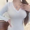 Conjunto Térmico de Caxemira e Seda com Óleo de Camélia e Gengibre Quente para Mulheres, Conjunto de Peça de Baixo Justa com Renda na Gola V e Mangas Longas