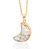 Collar Colgante Luna de Racimo de Cristal Natural Piedra Cruda de Cristal Enmarcado Colgante de Piedra Natural Colorida Accesorios de Exportación al por Mayor