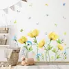 Pegatinas de Pared de Fondo de Flores y Mariposas Acuarela para Sala de Estar, Dormitorio, Habitación Infantil, Decoración del Hogar, Transfronterizo, Extraíble Mup2066