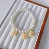 Ins Nuevo Collar de Flores para Gato Perro Mascota Hecho a Mano con Cuentas de Perlas Lindo Osos Vestido de Cumpleaños