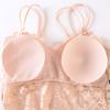 Camisola de encaje antideslizamiento, ligera, envolvente, tipo ropa interior para el pecho, sin aros de acero y con almohadilla para el pecho, sexy, sin tirantes para mujer