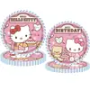Nova Decoração de Festa de Aniversário Rosa Tema Gato Kt Banner Saco de Presente Copo de Papel Descartável Prato de Papel Guardanapo de Papel