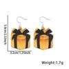 Pendientes de Año Nuevo 2027 Fuegos Artificiales Caja de Regalo Pendientes con Colgante de Estrella de Cinco Puntas Decoración para Fiesta de Nochevieja Pendientes Brillantes Negros y Dorados