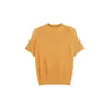 Roupas femininas transfronteiriças no atacado: top de tricô novo, estiloso e versátil, com gola alta discreta, manga curta e corte justo