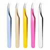Pinzas de Delfín de Colores Pinzas para Células Pinzas para Extensión de Pestañas Pinzas de Acero Inoxidable de Punta Curva Belleza Pegatinas para Pestañas Caliente Alta Precisión Color Sólido