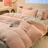 Juego de Cama Antiestático de Leche Polar Cuatro Piezas Engrosado Polar Coral Felpa de Doble Cara Funda Nórdica Sábana de Franela Juego de Tres Piezas