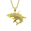 Moda europea y americana Diamante Collar con colgante para hombre personalidad tiburón fresco hiphop accesorios colgante joyería