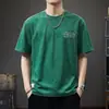 Camiseta de Manga Corta con Tinte de Nube de Marca de Moda para Hombre 2026 Nueva Camiseta de Algodón Pesado Lavada de Estilo Americano de Manga Tres Cuartos