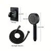 Cabezal de Ducha Presurizado Negro Aspersor de Ajuste de Cinco Velocidades Baño Ducha Calentador de Baño Set de Cabezal de Ducha de Lluvia Presurizado