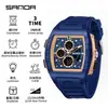 Reloj Deportivo Trendy Sanda para Estudiantes, Reloj de Pulsera Multifuncional con Cuenta Regresiva y Snooze, Reloj Electrónico Popular Resistente al Agua Luminoso en Forma de Barril