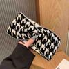 Cinto de lã Houndstooth para cabelo, bolsa Joker de aba larga feminina, lenço de cabeça, faixa de cabelo cruzada, outono e inverno, 2024, novos acessórios para cabeça