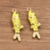 Varias Joyas de Acero Inoxidable 304 Doradas con Galvanoplastia al Vacío, con Goteo de Aceite Estéreo por Ambos Lados, Encanto Marino, Colgante de Pez Pequeño