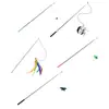 Juguete para Gatos Retráctil de Mango Multicolor Transfronterizo Simulación de Insecto Cabezales Intercambiables Duradero Juego para Aliviar el Aburrimiento