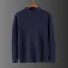 Suéter de lana 100% para hombre, jersey de cuello redondo, holgado y grueso, de negocios, con base de punto cálido de Jacquard, para otoño e invierno.