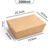 Caja de almuerzo desechable de papel kraft engrosado con tapa abatible, caja de embalaje para llevar, sushi, ensalada, pollo frito, caja de almuerzo de papel kraft con ventana