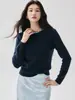 Suéter de cachemira de color liso para mujer, de estilo francés, lujo discreto, con pedrería hecha a mano, cuello redondo, mangas largas y un tejido suave y amigable con la piel.