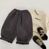 Calça de Lã Maibao para Meninos 2026 Inverno Nova Calça Cenoura de Xadrez Fino para Crianças Calça Casual Solta para Bebês Tendência
