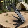 Hacha Multifuncional, Cuchillo Combinado Portátil para Acampar al Aire Libre, Puntas de Herramienta, Cuchillo Plegable Multifunción para Reparación de Emergencia en el Hogar