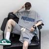 Traje de manga curta waffle masculino de verão para jovens esportivo com shorts casuais bonitos traje de duas peças