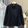 Outono Novo Estilo 100kg Gordura mm Tamanho Plus Feminino Casual Cintura Camisa de Manga Comprida Versátil Camisa Solta 5179
