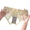 Calcinha feminina sexy e atraente com renda em formato de borboleta com sinos, alta elasticidade, design de entreaberto aberto, sem costura e estilo triângulo de cintura alta