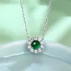 Nuevo Collar de Fideos de Huevo de Calcedonia Verde Estilo Chino Plata S925 Marea Nacional Cadena para Clavícula de Calcedonia Roja Transbordo Transmisión en Vivo de Gama Alta