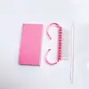 Nuevo traje portátil de manicura Rojo Rosa lima de uñas tira pulidora cepillo de cuerno herramienta exfoliante manicura juego de 6 piezas