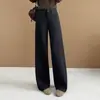 Pantalones de Franela de Lana de Cintura Alta de Pierna Ancha para Mujer 2026 Otoño/Invierno Nuevos Pantalones Rectos Estrechos de Caída Versátiles Casuales