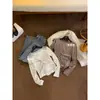 MZI STUDIO Outono Estilo Coreano Patchwork Delicado Franzido Emagrecedor Pulôver Gola Redonda Manga Longa Camiseta para Mulheres 157972
